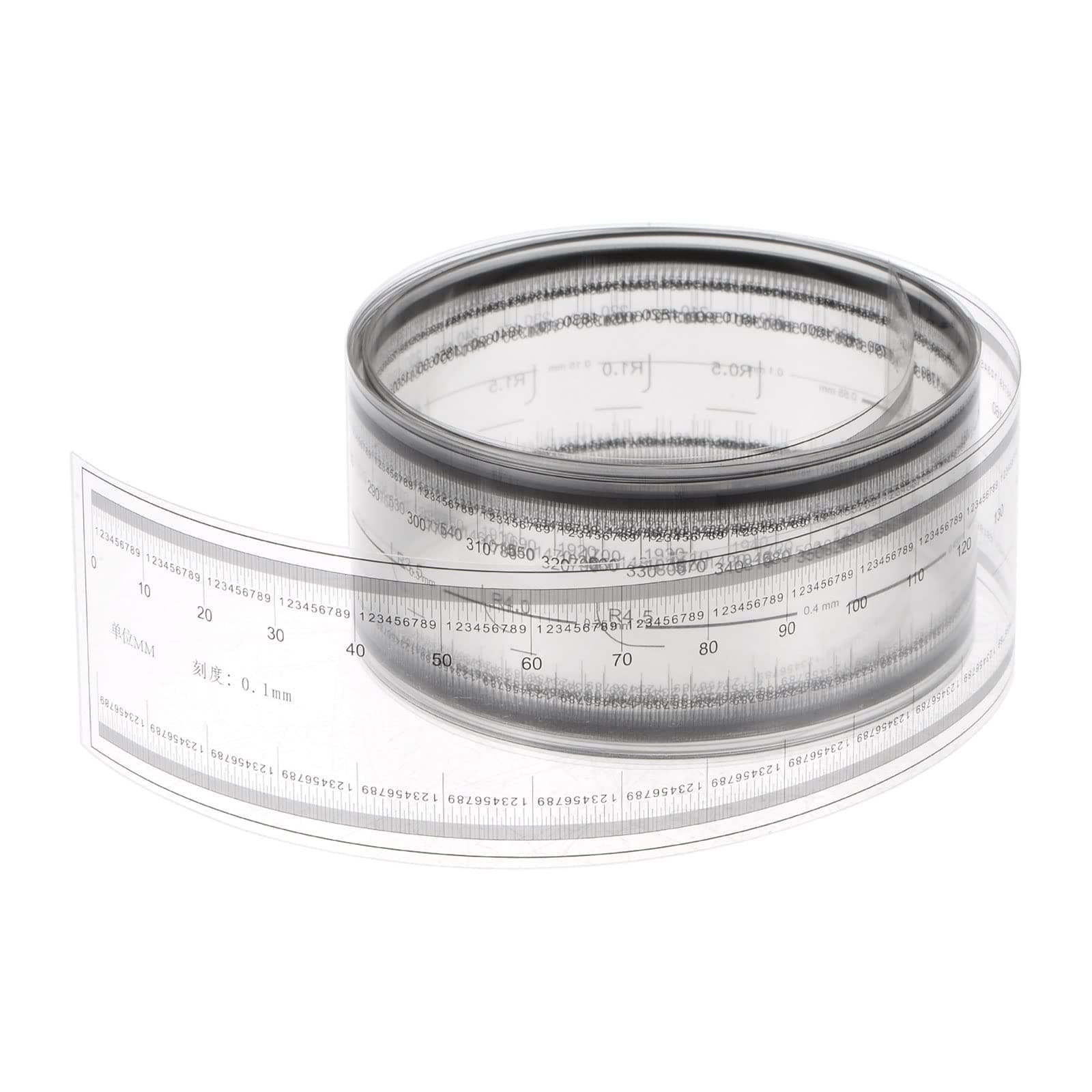 sourcing map Film Flexible Ruler 150cm 0.1mm Scale with R Angle & Width Lines PET Plastic Folding Straight Ruler Calibration Soft Ruler Measuring Tool for Factory, Transparent