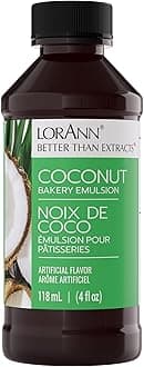 LorAnn Oils Coconut Bakery Emulsion: True Essence, Ideal for Boosting Fruit Tones in Cakes, Cookies & Desserts, Gluten-Free, Keto-Friendly, Extract Substitute Essential for Your Kitchen, 4 Oz