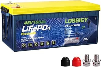 LOSSIGY 48V 100AH Golf Cart Lithium Battery, Bluetooth LifePO4 Battery 200A BMS, Deep Cycle Power Supply,Perfect for Golf Carts, Solar System, RV, Off Grid, Marine, Trolling Motor，Peak Current 1000A