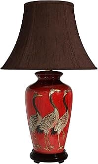 Red Lantern 26" Red Crowned Cranes Vase Lamp