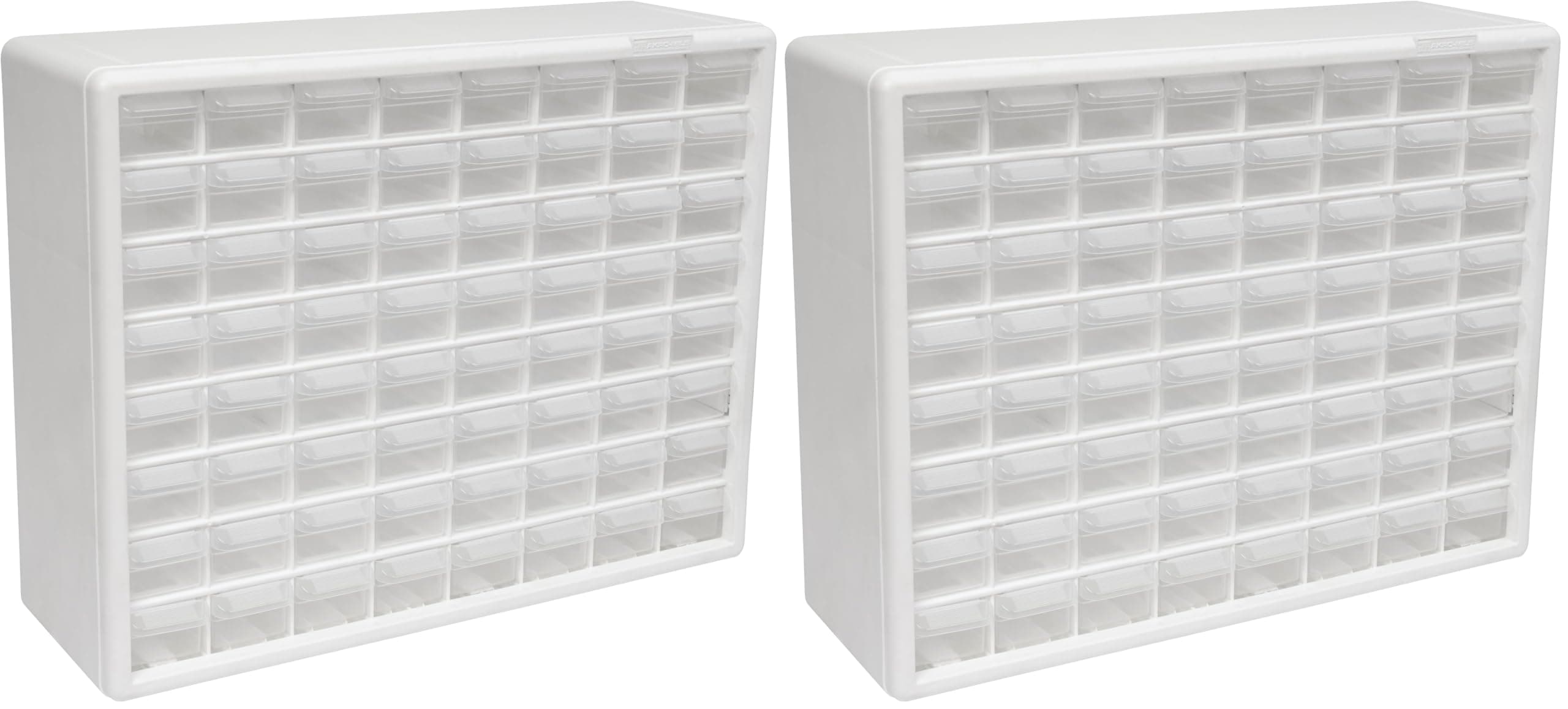 Akro-Mils 64-Drawer Plastic Drawer Storage Cabinet for Garage Organization, Bead Organizer, Building Bricks Storage, Teacher Toolbox, Makeup Organizer, 20-Inch W x 6-Inch D x 16-Inch H, 10164 White