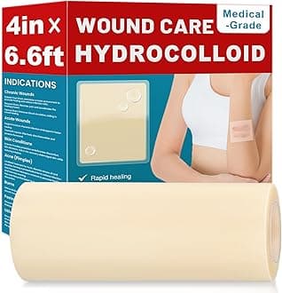 Hydrocolloid Roll for Wound Care, 4in*6.6ft Hydrocolloid Bandages with Self-Adhesive, Extra Large Hydrocolloid Patch Bandages Cut-to-Size, Ultra Absorbent, Waterproof