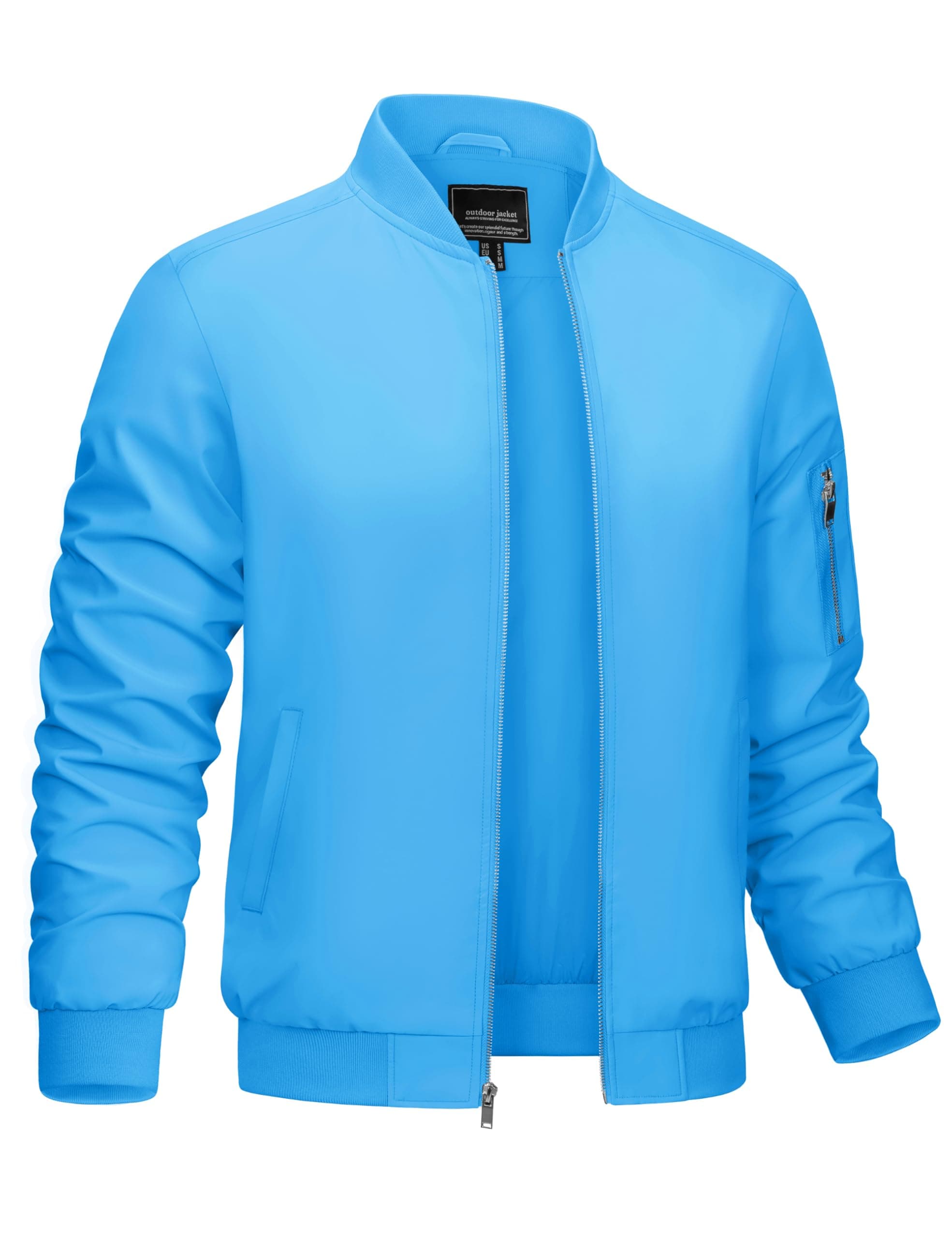 CRYSULLY Men's Bomber Jacket Lightweight Spring Fall Casual Windbreaker Full Zip Outwear Coat