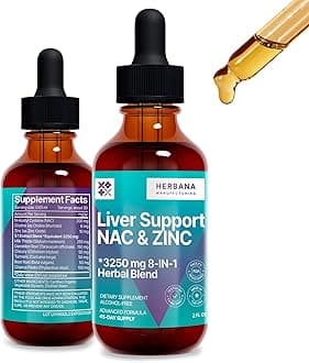 Liver Support & NAC, Zinc - 2 fl oz Liquid Drops with Milk Thistle, Dandelion Root, Chicory, Turmeric, Beet Root, Chanca Piedra - Liver Cleanse & Detox Supplement