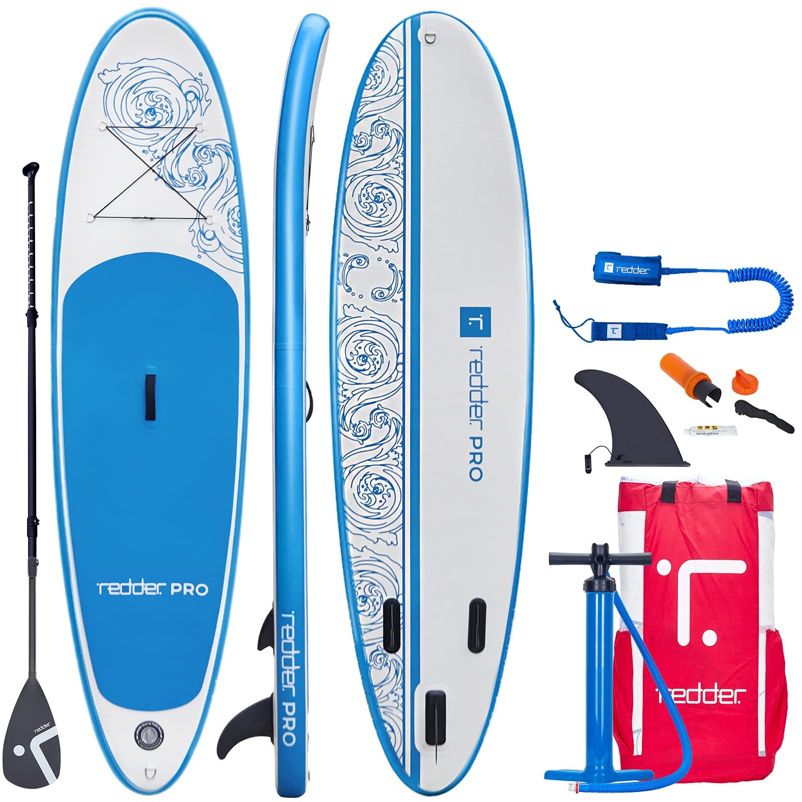 redder Stand Up Paddle Board Inflatable SUP Board for Kids and Adult Stand Up Paddling Board with Leash, Paddle, Backpack, Pump, Repair Kit, Non-Slip Deck Kayak Surfing Fishing SUP Board