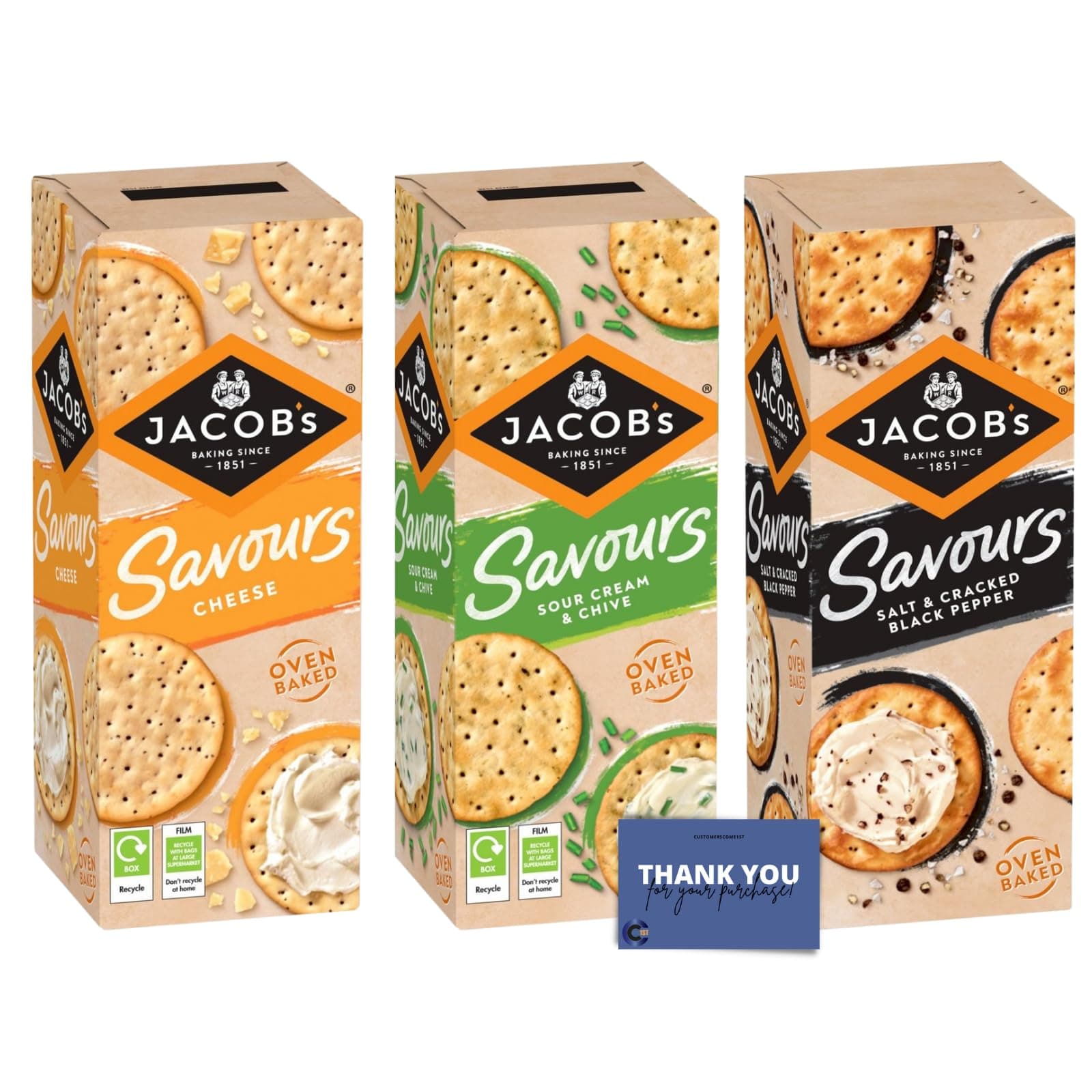 Jacob's Savours Crackers Variety Pack - Cheese, Sour Cream & Chive, Salt & Black Pepper