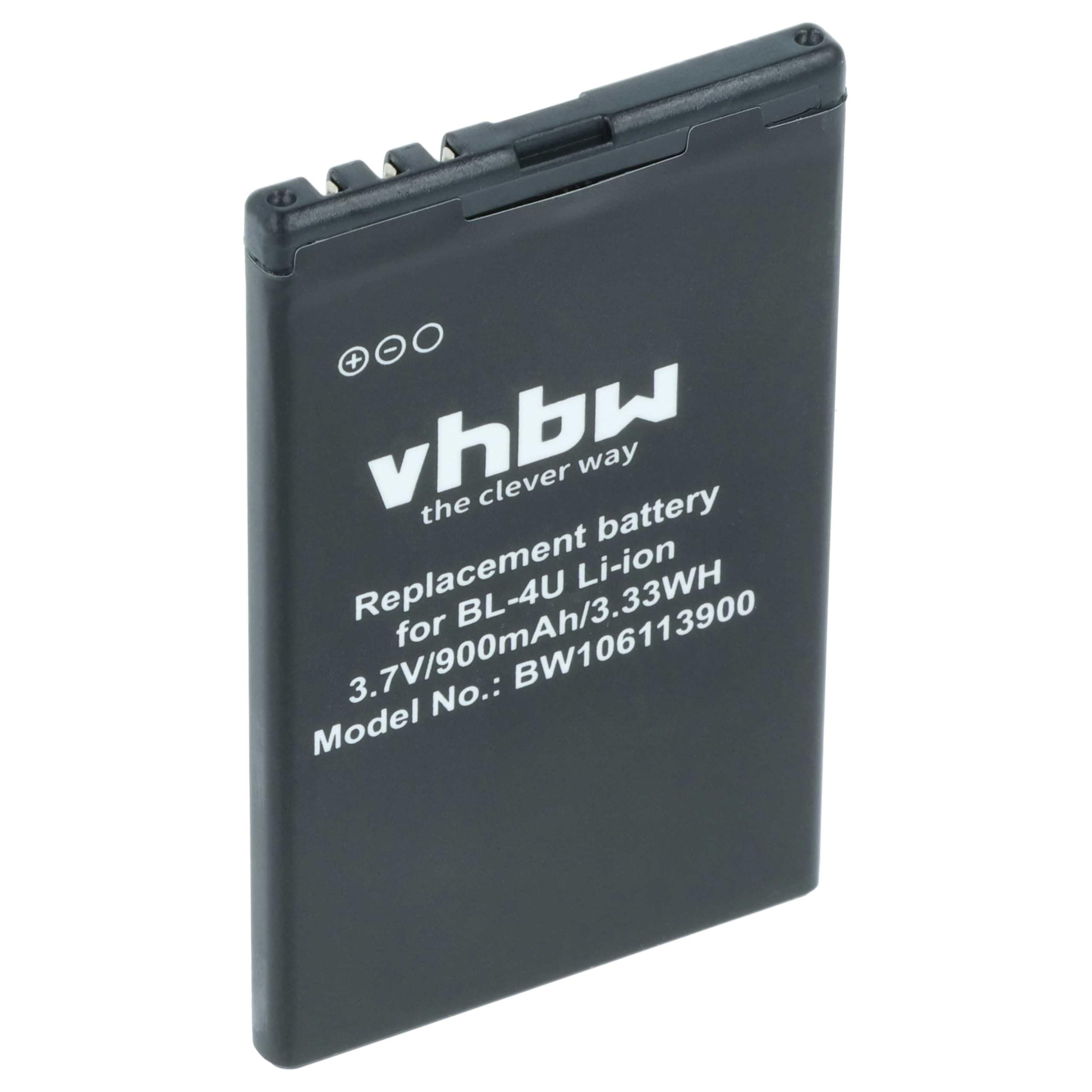 vhbw Battery compatible with teXet TM-333, TM-D305 Mobile Phone Smartphone (900 mAh, 3.7 V, Li-Ion)