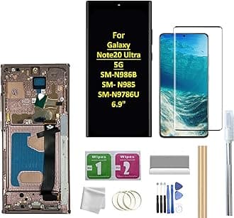 for Glaxy Note20 Ultra LCD Screen with Frame Replacement for Samsung Galaxy Note20 Ultra 5G SM-N986B SM-N985 SM-N986U 6.9" LCD Screen Display Touch Digitizer with Frame+Tool ((Bronze))