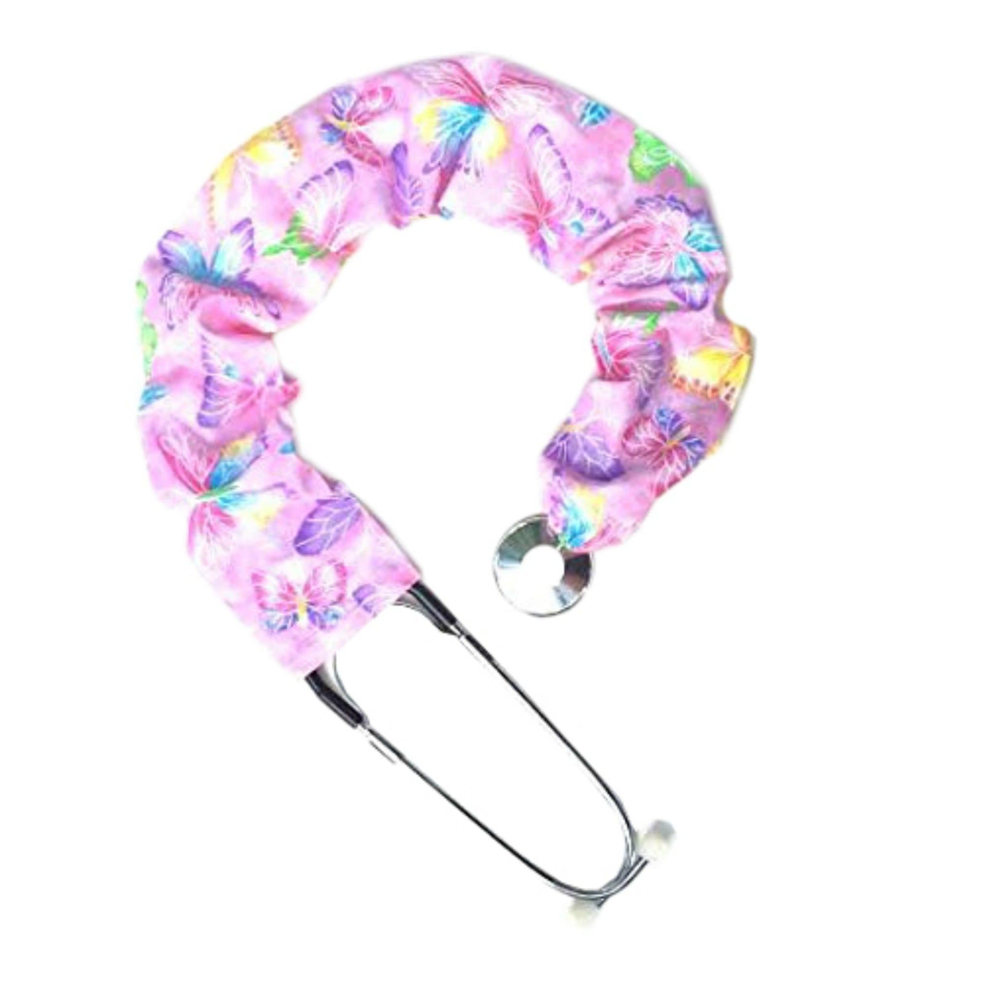 Stethoscope Covers Handmade Variety Patterns 1005 Cotton (Pink Pastel Glitter Butterflys)