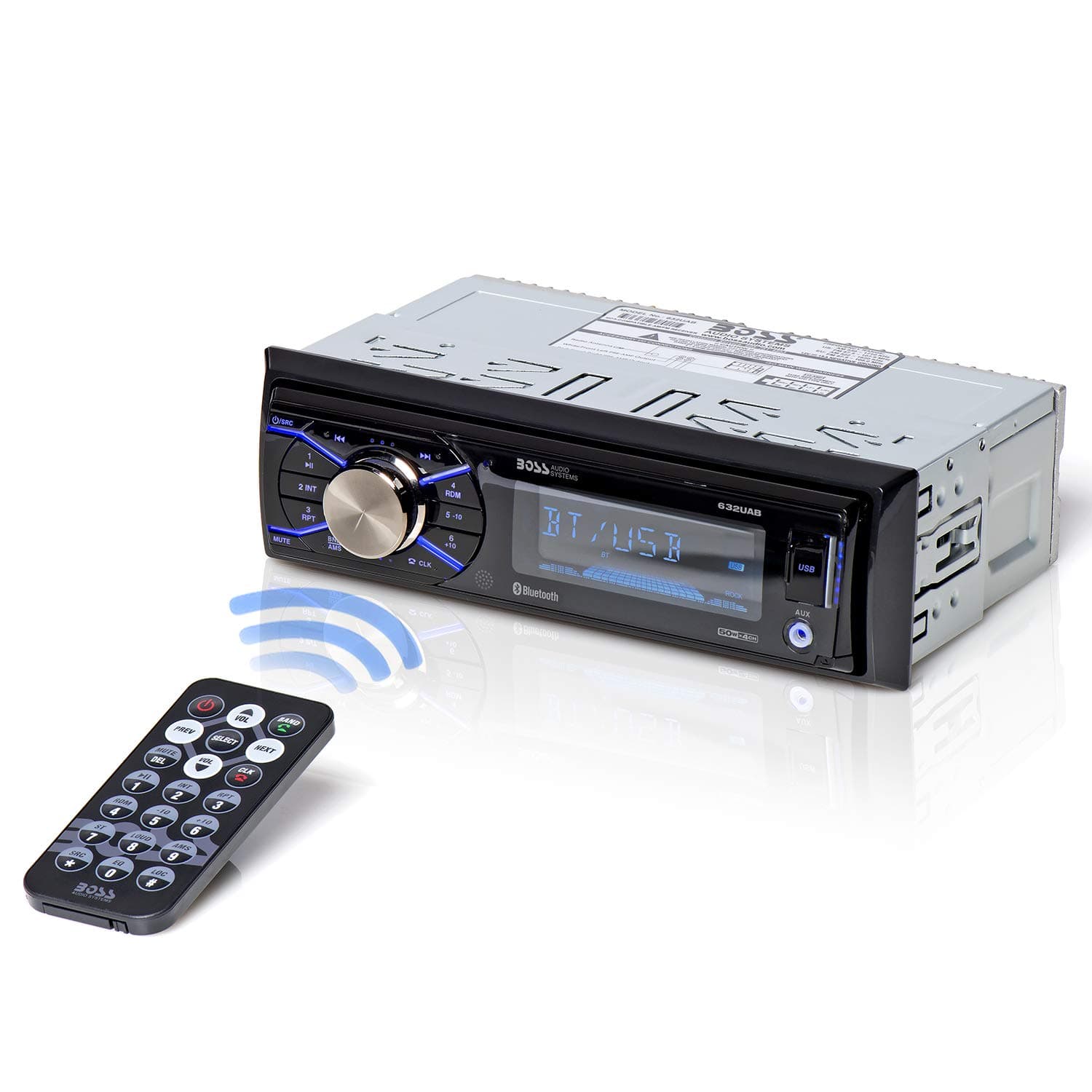 BOSS Audio Systems 632UAB Car Stereo - Single Din, Bluetooth, no CD DVD MP3 USB WMA AM FM Radio, Detachable Front Panel