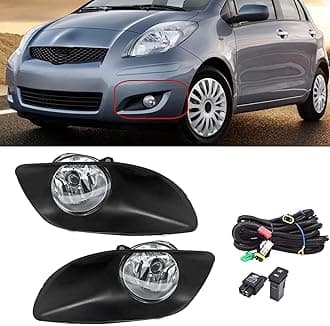 munirater 1Pair of Fog Lights RH & LH Replacement for 2007-2011 Yaris 4Door Clear Fog Lamps +Switch Kit