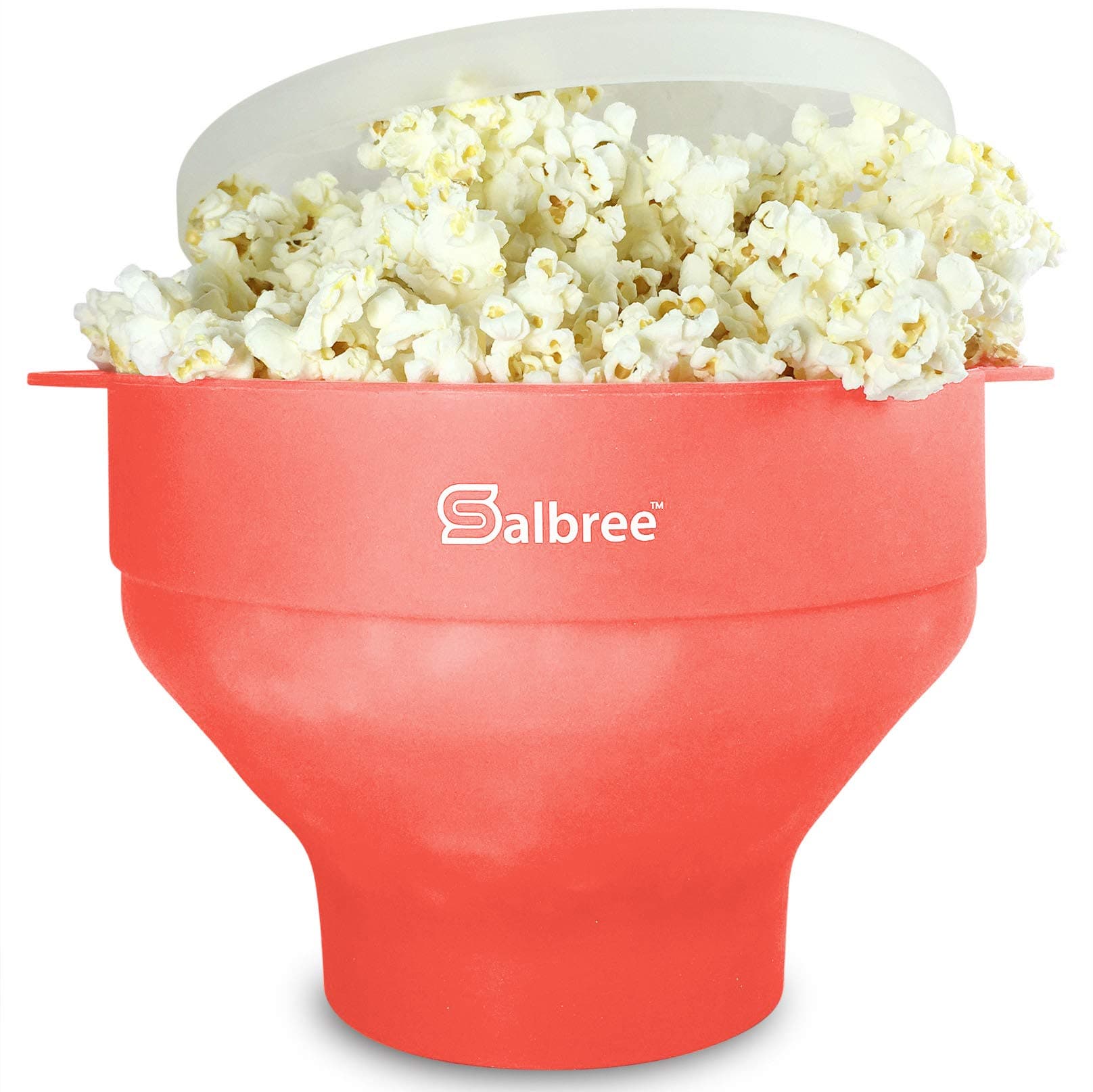 The Original Salbree Collapsible Silicone Microwave Popcorn Popper Maker Machine, Microwavable Bowl Holds 16 Cups, Uses Hot Air and Oil Always Optional - The Most Colors Available (Coral)