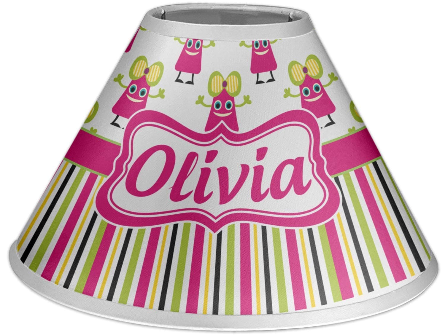 YouCustomizeIt Pink Monsters & Stripes Coolie Lamp Shade (Personalized)
