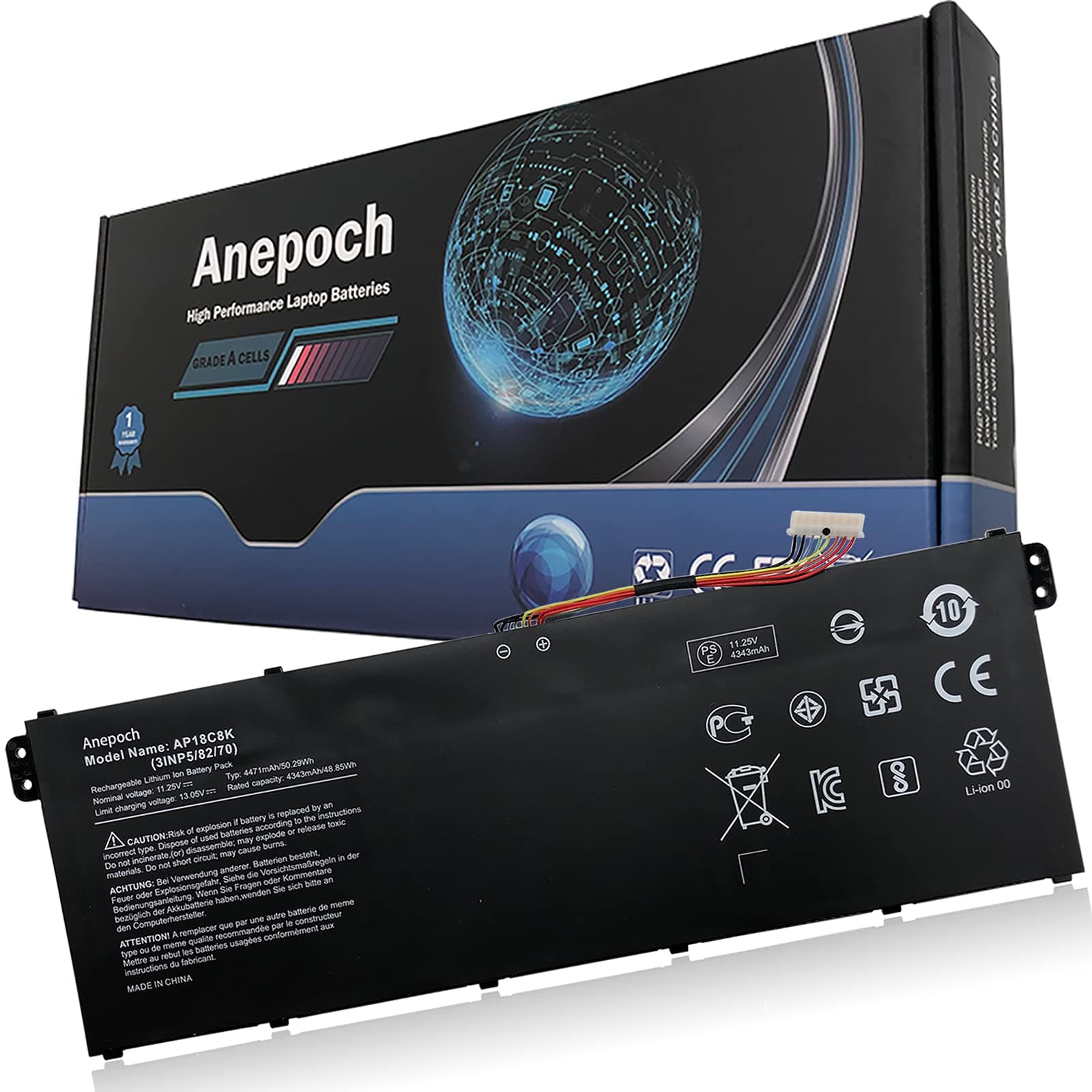 AP18C8K Laptop Battery Replacement for Acer Aspire 5 A514-52 A514-52-58U3 Chromebook 314 C933 Swift 3 SF314-42 SF314-57 SF314-57G SF314-58 Series Notebook 11.25V 50.29Wh 4471mAh