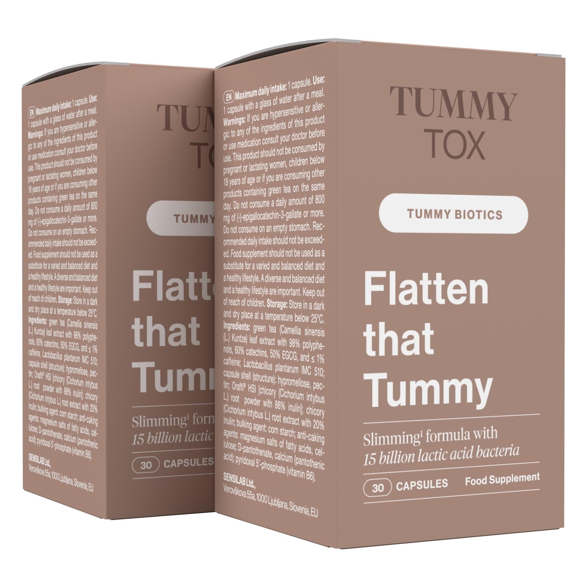 Probiotics with 15 Billion CFU per Capsule, Green Tea, Inulin, Chicory, Vitamin B6 and B5, Digestive Enzyme Supplement - 60 Days Supply - Flatten that Tummy by TummyTox