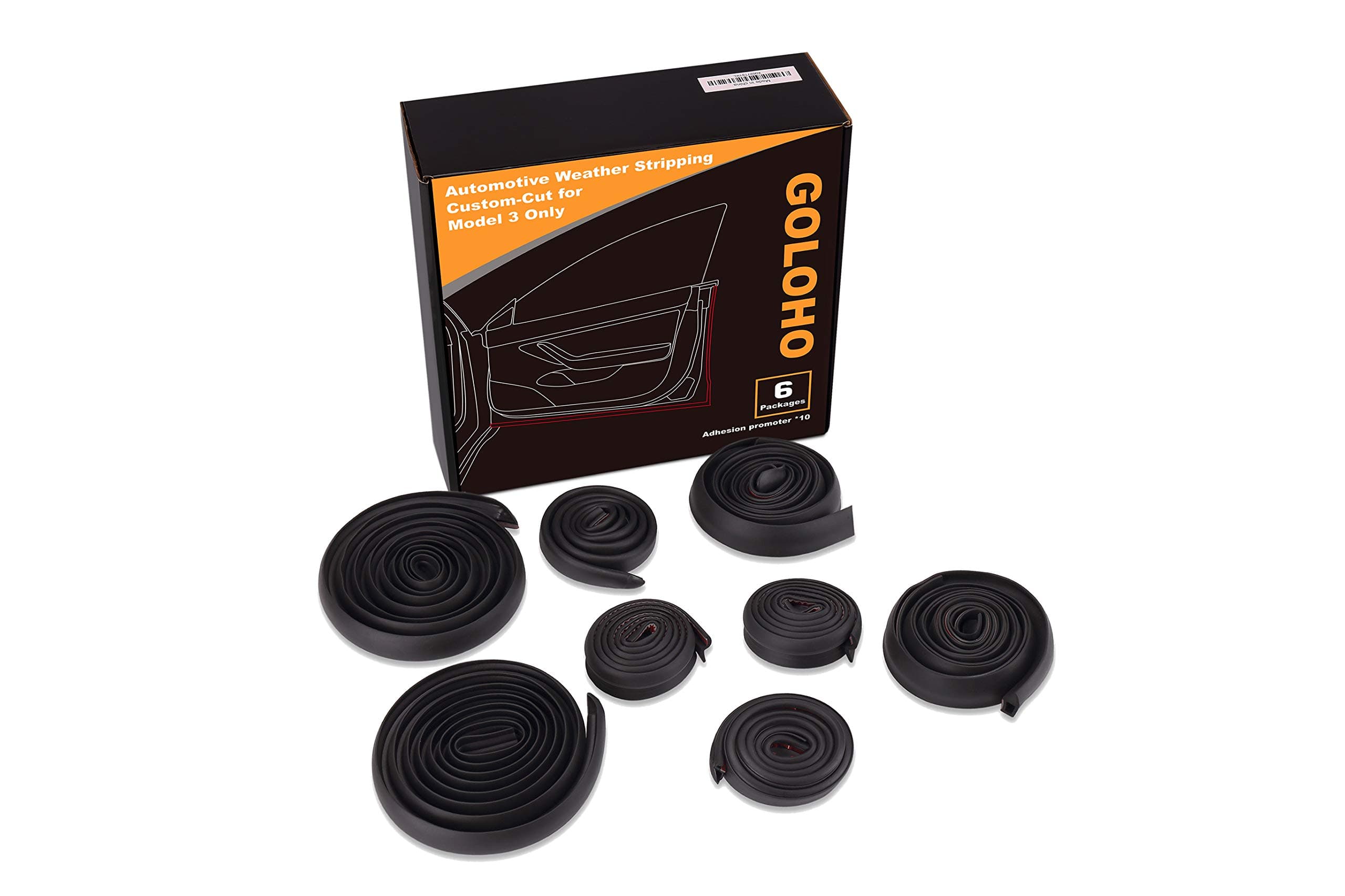 GOLOHO 8 Pack Door Seal Kit for Tesla Model 3 Model Y, Self-Adhesive Rubber Weather-Strip Noise Reduction Kit
