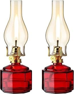 Tuanse 2 Pieces Chamber Oil Lamp Classic Kerosene Lamp Lantern Vintage Oil La...