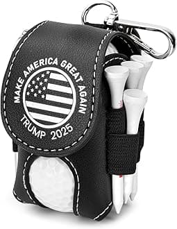 Golf Ball Bag Pouch withTee Holder Leather Golf Pouch with Belt Clip, Gifts for Golfers