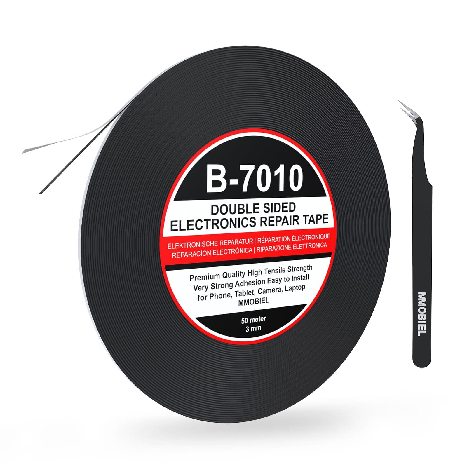 MMOBIEL 3 mm Double Sided Layer Strong Adhesive Tape 50 m Long Roll (Black) for Smartphone Tablet Repair