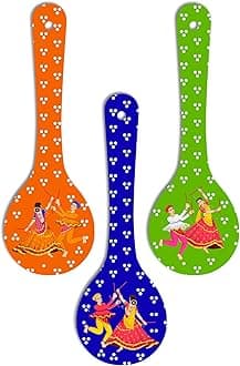 Artvibes ダンディヤ 木製壁掛けハンガー スプーン ホームデコ用 オフィス用 ギフト 寝室用 リビングの壁飾り (WH_5004N) 3個セット (マルチ4)