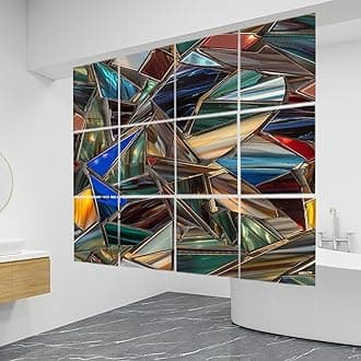 12 PCS Hanging Room Divider Eternal Jigsaw Stained Glass for Mesmerizing Decorative Solid PVC Board Screen Panels Room Partition Wall Screen Panels for Bedroom Living Dining Room