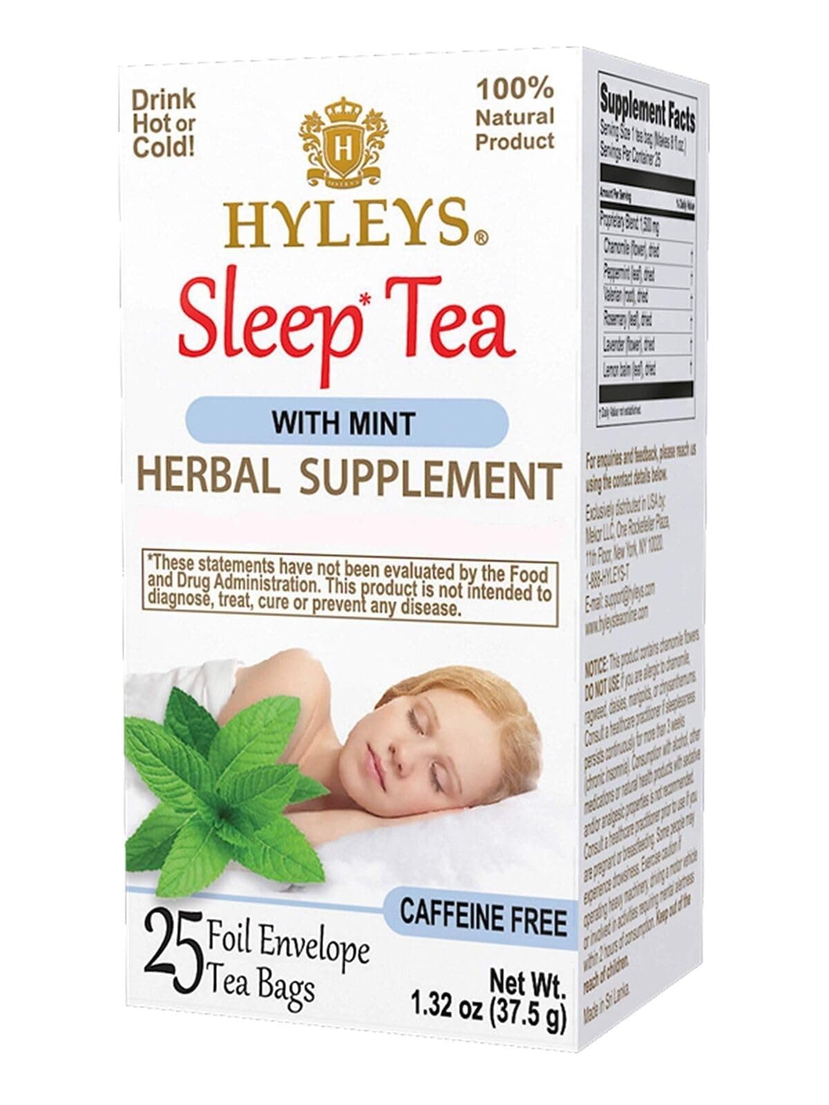 Sleep Mint Herbal Tea - Caffeine-Free Evening Unwind - 25 Tea Bags