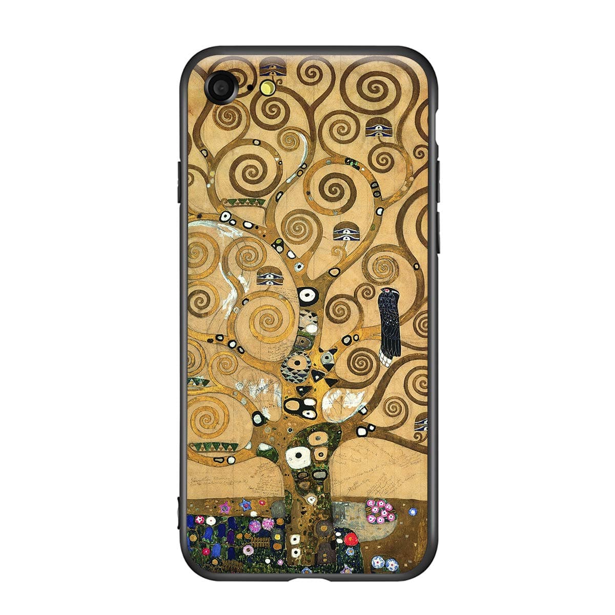 Berkin ArtsCompatible with iPhone SE (2020)/ SE (2022) Case/iPhone 7 Case/iPhone 8 Case Silicone Cover with Screen Protector Khaki Aesthetic Fancy Blooming (Tree of Life by Gustav Klimt)