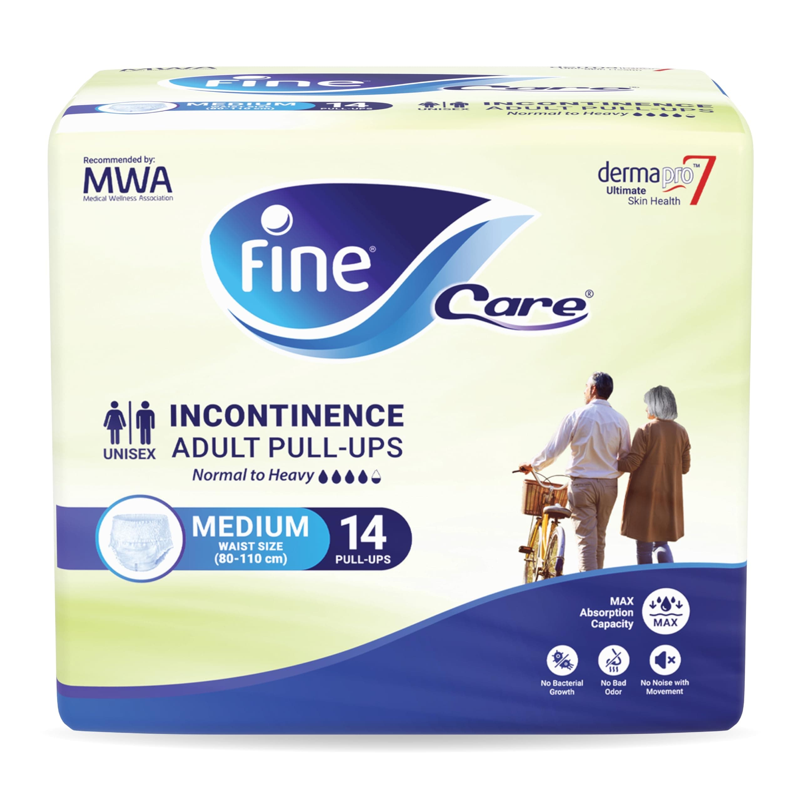 Fine Care Adult Incontinence Diaper Pull-ups, Medium size 80 – 110cm, 14 Diapers