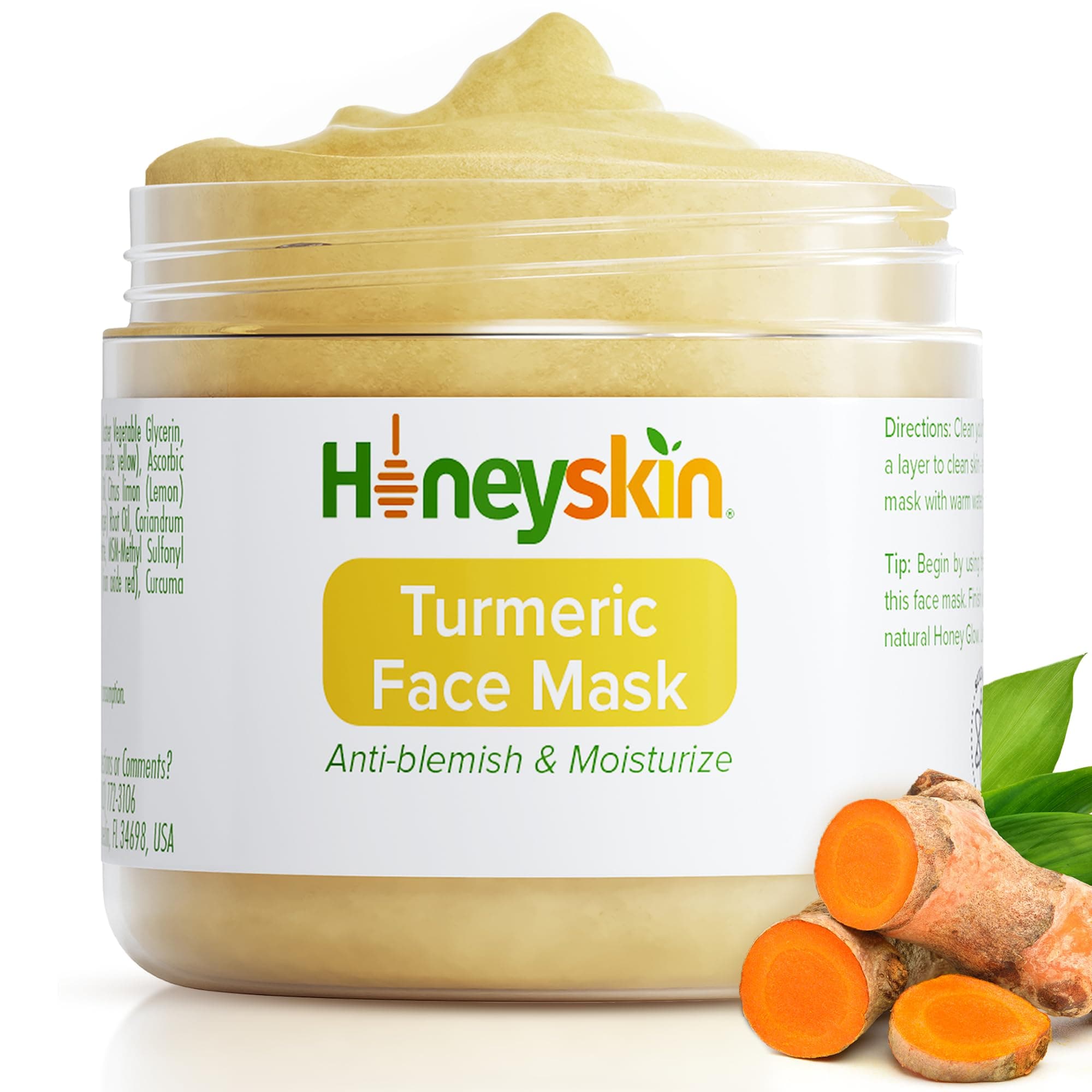 Turmeric Face Mask Acne Scars and Dark Spot Remover - Deep Pore Minimizer and Anti Aging Face Mask - Skin Moisturizing Face Mask - Face Moisturizer for Glowing Skin and Pimple Spot Treatment (3oz)
