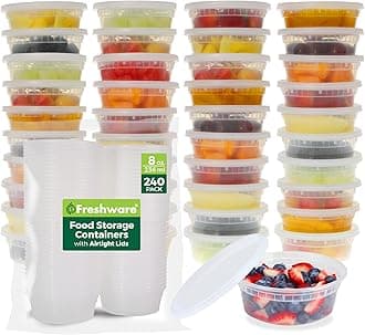 FreshwarePlastic Deli Containers, 8 ounce, 8 oz, 240 Set