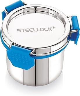 STEELLOCK PRO Stainless Steel Container/Dabba with Steel Lid Airtight for Food Storage, Easy to Carry, Leak Proof and Stackable (SLP-112/200 ML).