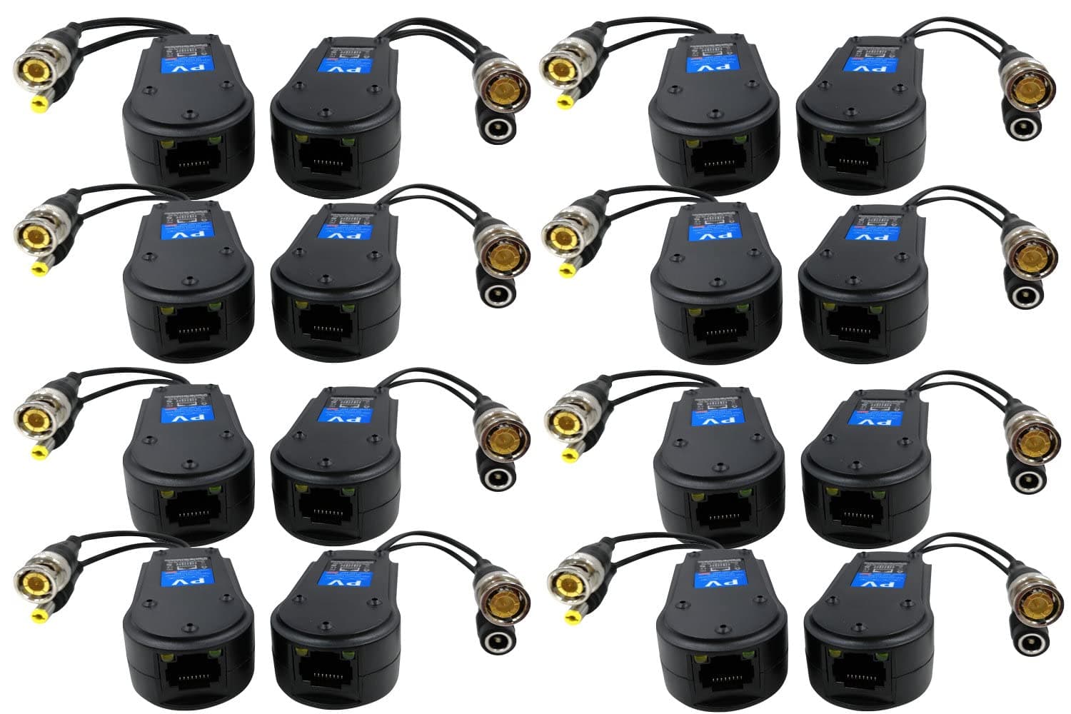 8 Pair Passive Video Balun with Power, Upgraded 1080P - 8MP BNC to RJ45 Long Distance Network Transceiver, Cat5e Cat6 Cable to BNC Male Adapter for CCTV Security Surveillance Camera System