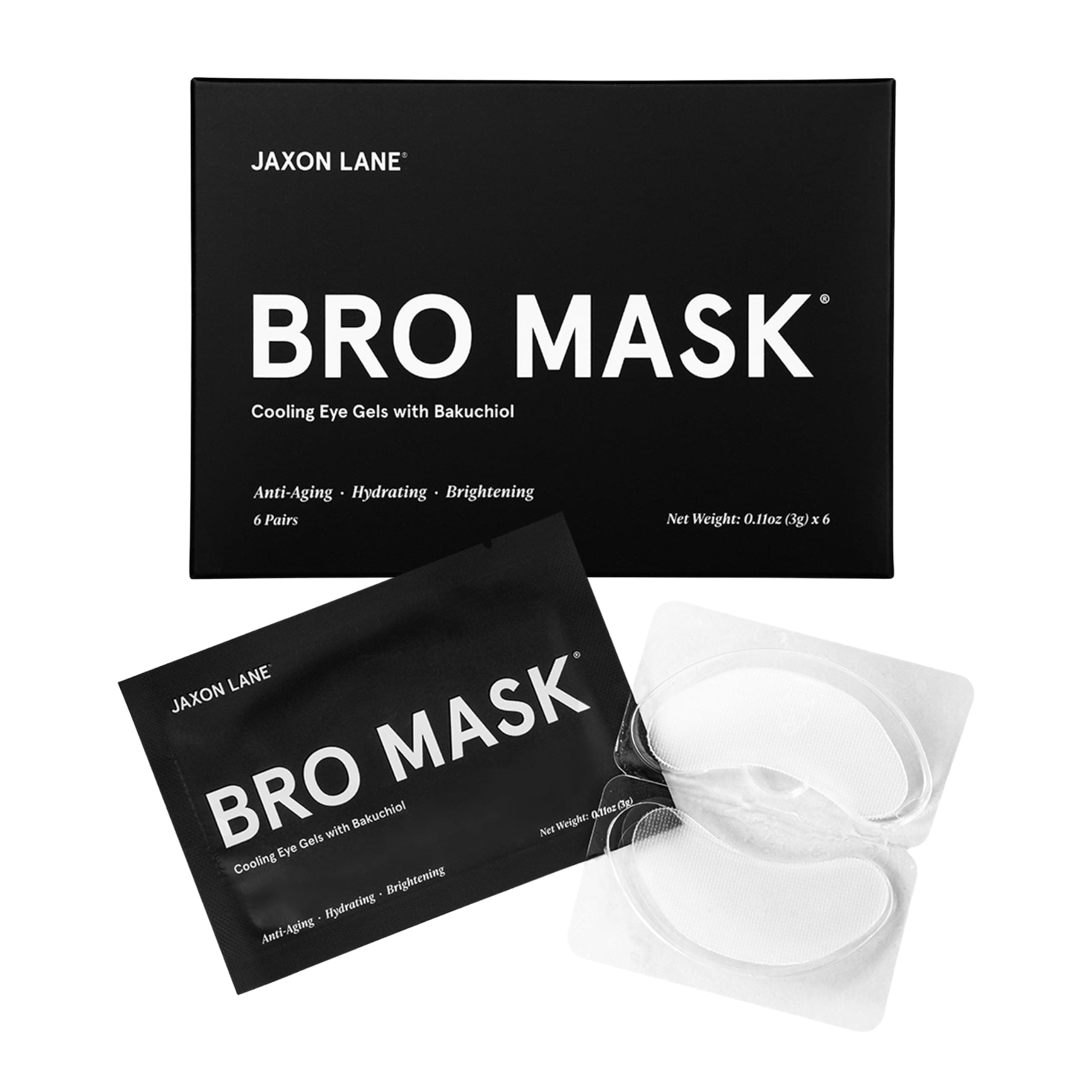 BRO MASK Under Eye Patches for Men with Hydrogel (6 x 1 pack) - Anti-Aging Korean Eye Masks for Dark Circles and Puffiness- Puffy Under Eye Treatment - Perfect Skin Care for Men