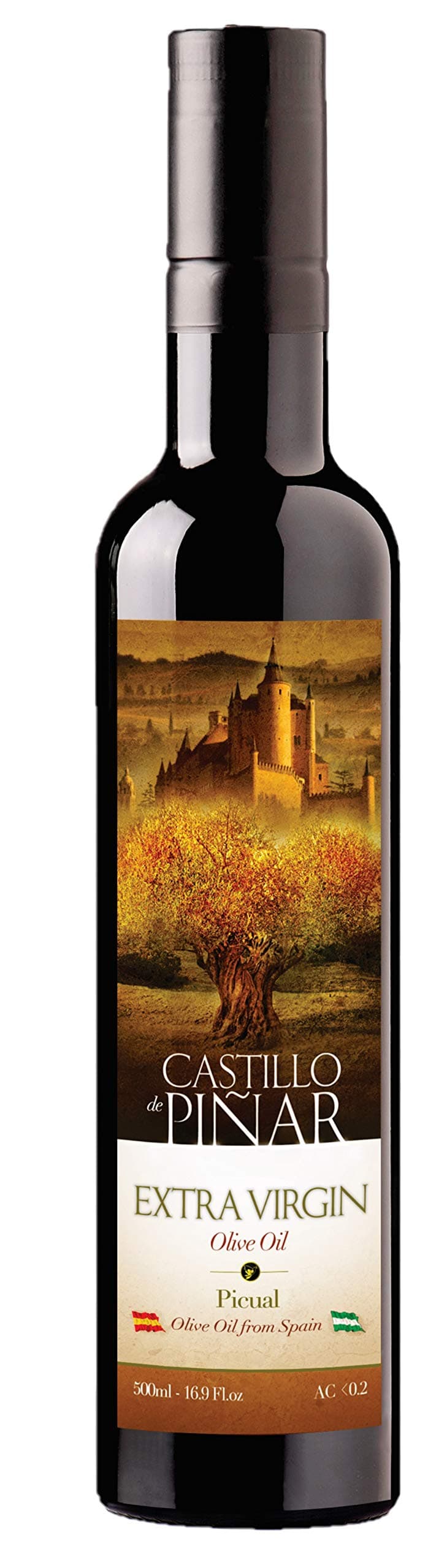 Castillo de Pinar First Cold Pressed Extra Virgin Olive Oil Picual Single-Variety 500ml Less Than 02% Acidity, Gluten Free Non GMO