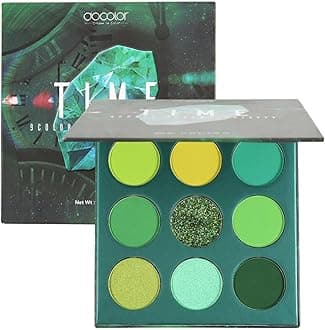 Eyeshadow Palette 9 Colors Gemstone Shadow Palette Highly Pigmented Mattes Shimmers Naked Smokey Glitter Cream Colorful Powder Blendable Long Lasting Waterproof Makeup Palette (Green)