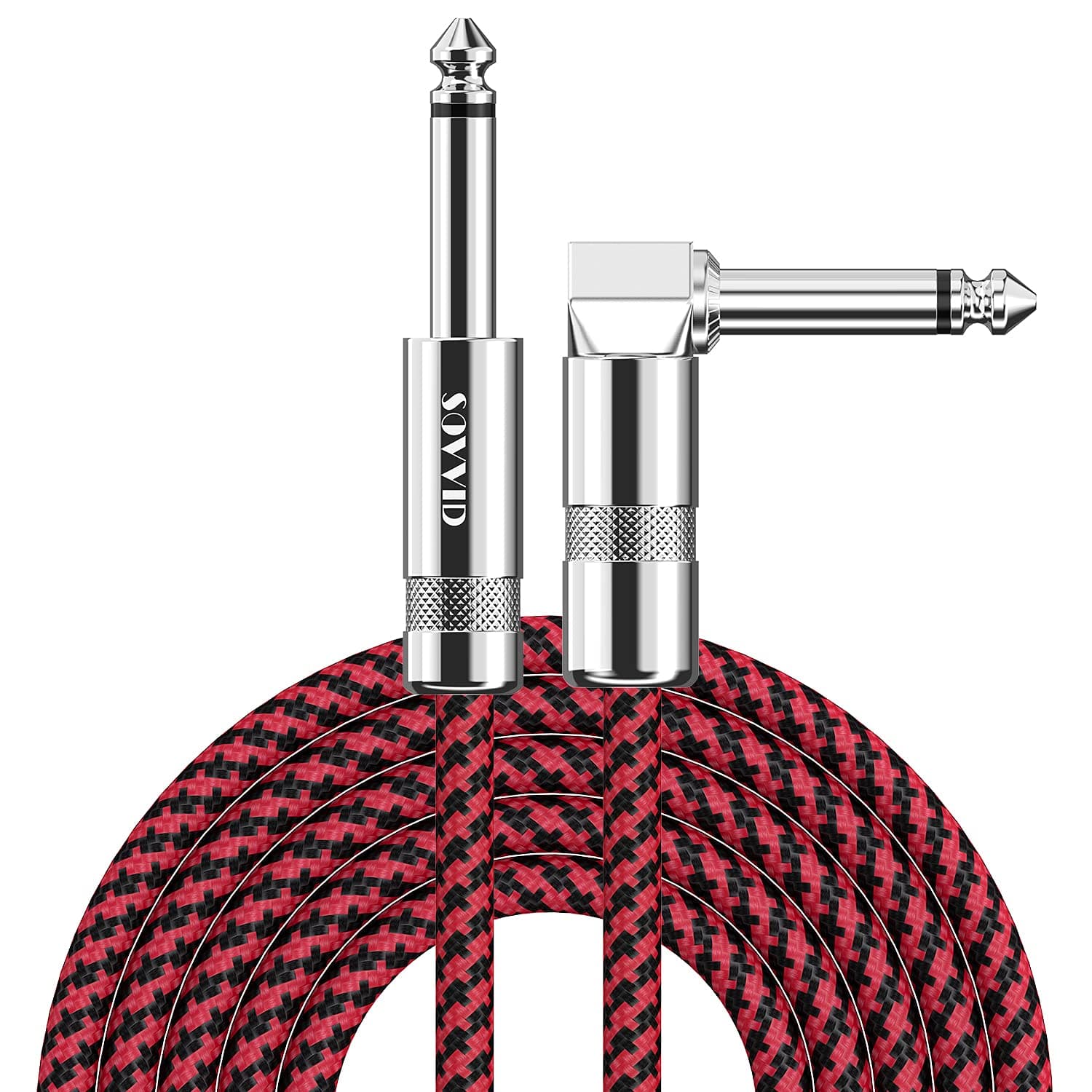 Guitar Cable 10ft, Professional Instrument Cable Electric Guitar AMP Cord, 1/4 inch TS Cable for Guitar Bass Mandolin Keyboard and Pro Audio (Red)