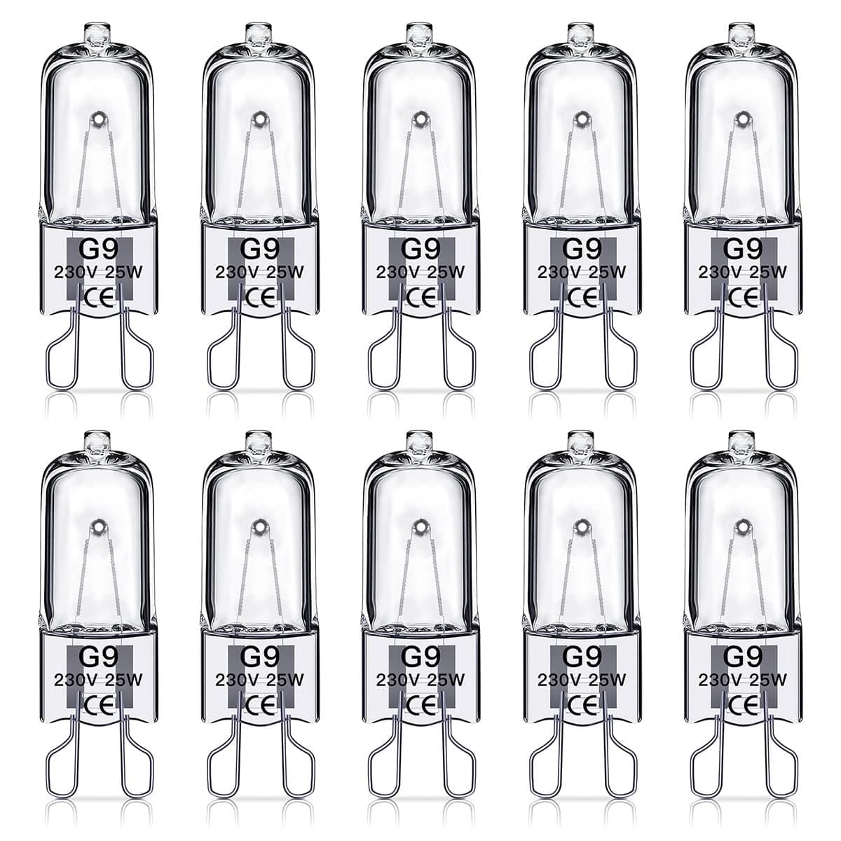 G9 Halogen Light Bulbs 25W, 320lm, 2800K, No Flicker Dimmable G9 Capsule Bulb, Warm White,10 Pack