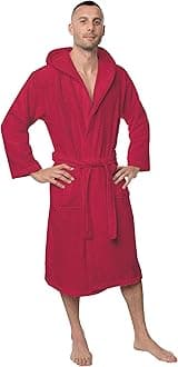 Twinzen Men's Bathrobe, 100% Cotton (350 g/m²) Oeko-Tex® Certified, Bathrobe with Hood, 2 Pockets, Belt