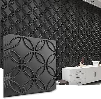 PVC 3D Wall Panel Interlocked Circles in Matt Black Cover 32 Sq.ft, for Interior Ceiling and Wall Decor for Residential or Commerical
