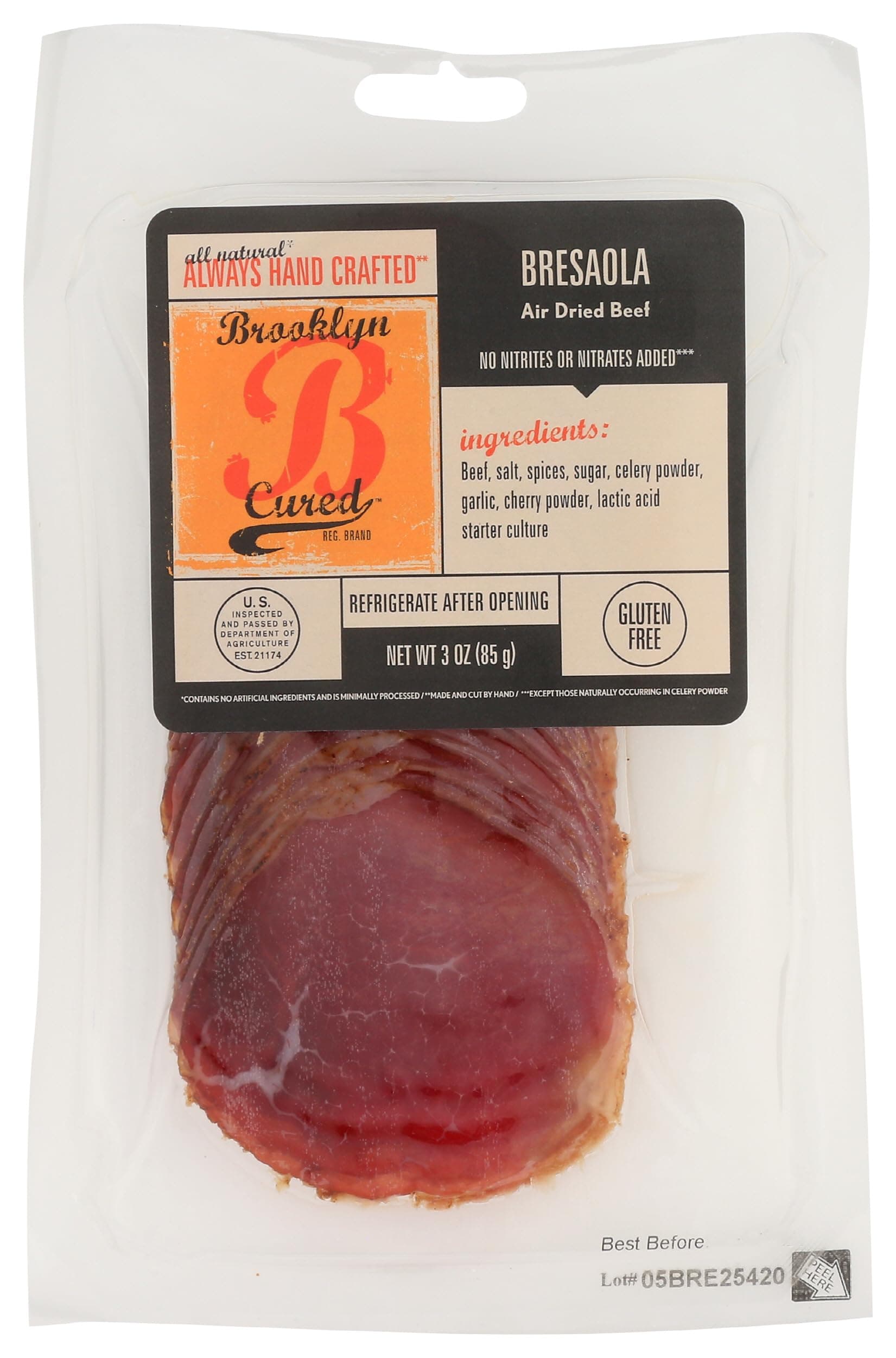 Brooklyn Cured Sliced Bresaola, 3 OZ