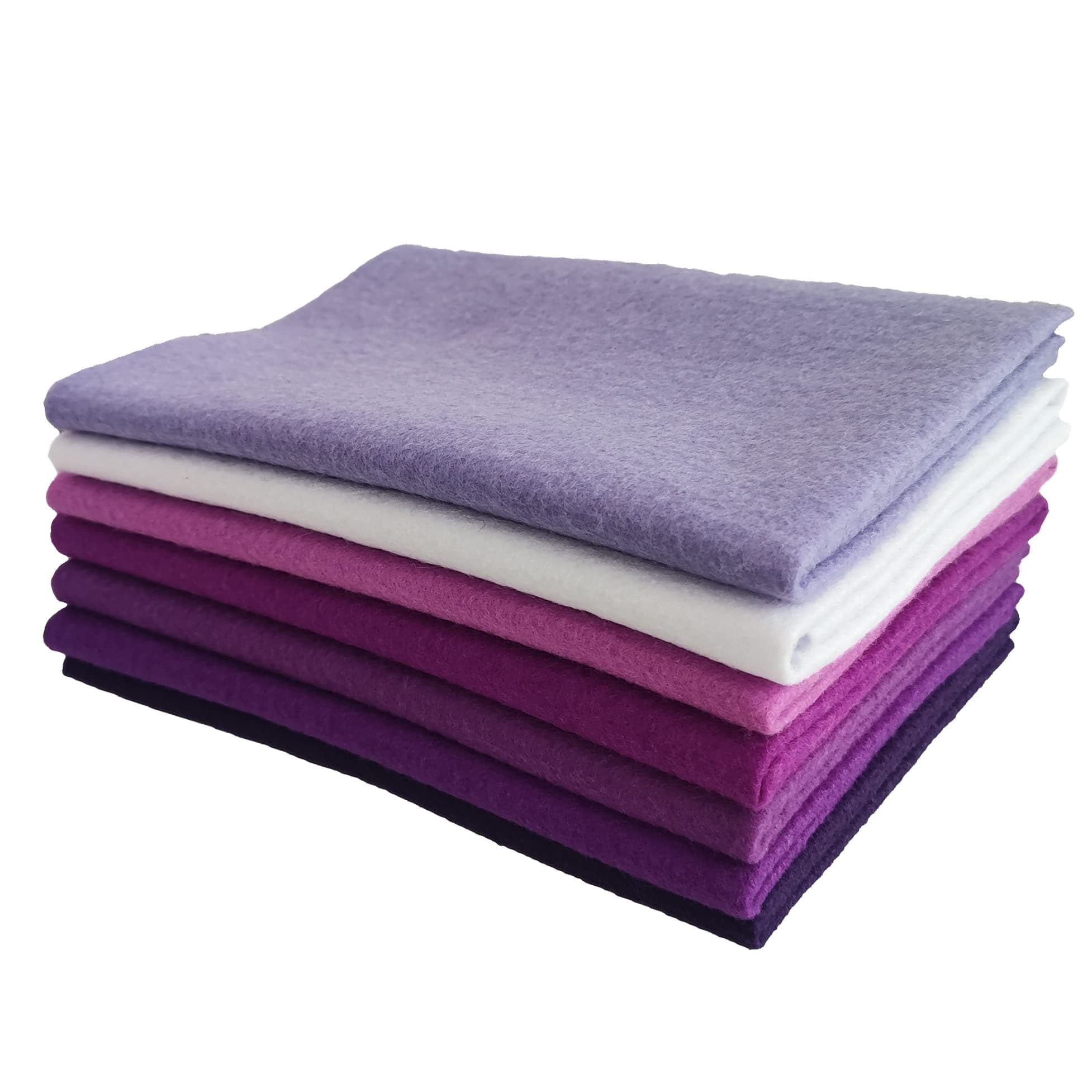 Misscrafts 7pcs 18" X 18" 1.4mm Thick Soft Felt Nonwoven Fabric Sheet Pack DIY Craft Patchwork Sewing Square Assorted Colors (Purple Series)