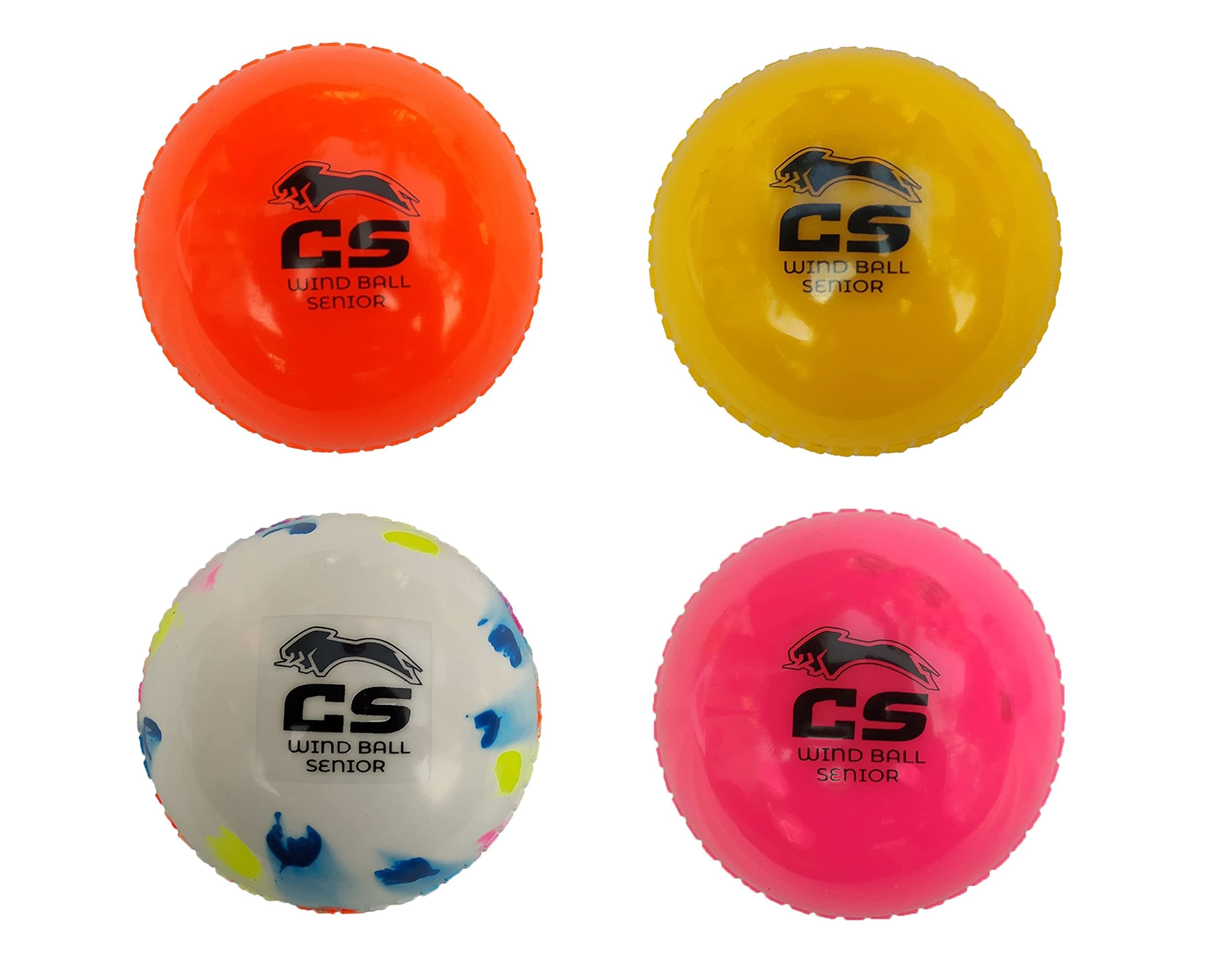 Plastic Cricket Wind Balls (Multicolour, Senior Size) - Pack of 4
