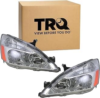 TRQ Driver & Passenger Side Headlight Assembly Set Headlights Driver & Passenger Side Compatible with 2003-2007 Honda Accord HO2502120 HO2503120