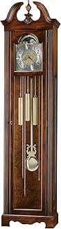 Howard Miller Princeton Grandfather Clock, Swan Neck Pediment Illuminated Wooden Frame & Wood Finish, Analog Dial with Brass-Finished & Arabic Numerals Perfect Floor Clock for Home & Living Room