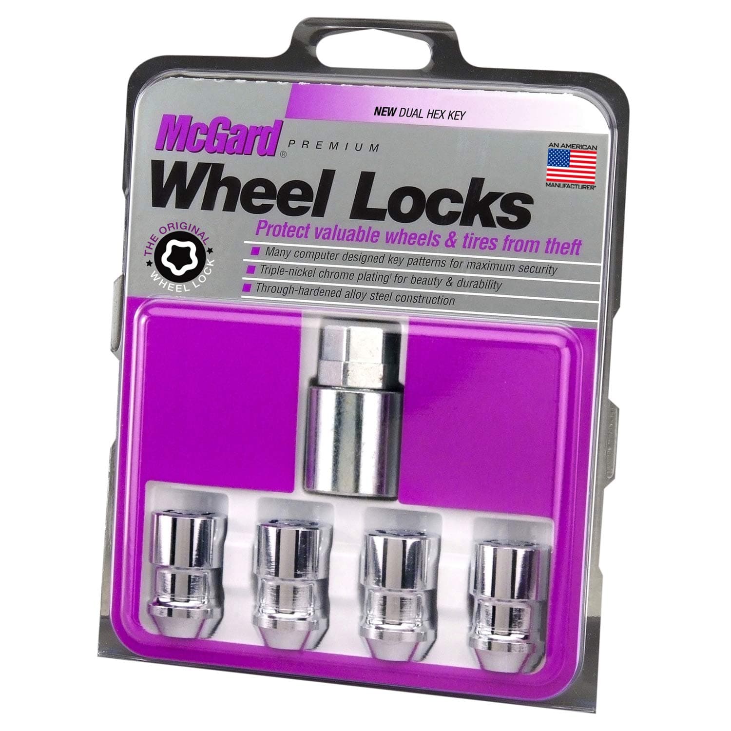 24137 Chrome Cone Seat Wheel Locks (M12 x 1.5 Thread Size) - Set of 4