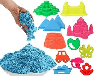Toyshine 1 Kg Creative Sand for Kids with 12 Play Molds | Kids Activity Toy Soft Sand Clay - Blue