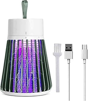 Bug Zapper Outdoor,Electric Mosquito Zapper Portable Camp Mosquito Killer,Rechargeable Indoor Fly Zapper,Electric Fly Zapper,Fly Traps,Flying Insects Zapper Indoor Outdoor (Green)
