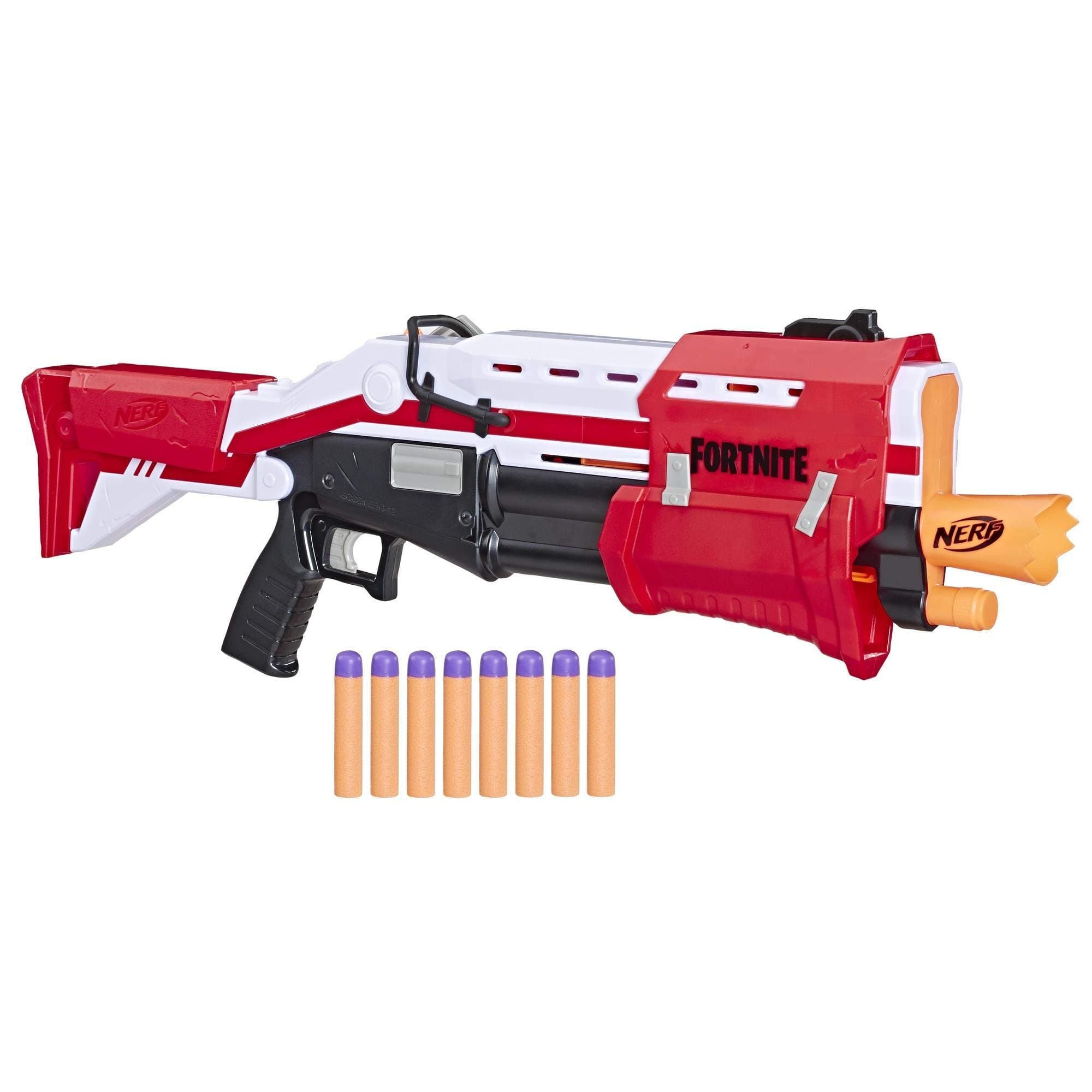 Nerf Fortnite Ts Blaster -- Pump Action Dart Blaster, 8 Official Nerf Mega Fortnite Darts, Dart Storage Stock -- For Youth, Teens, Adults
