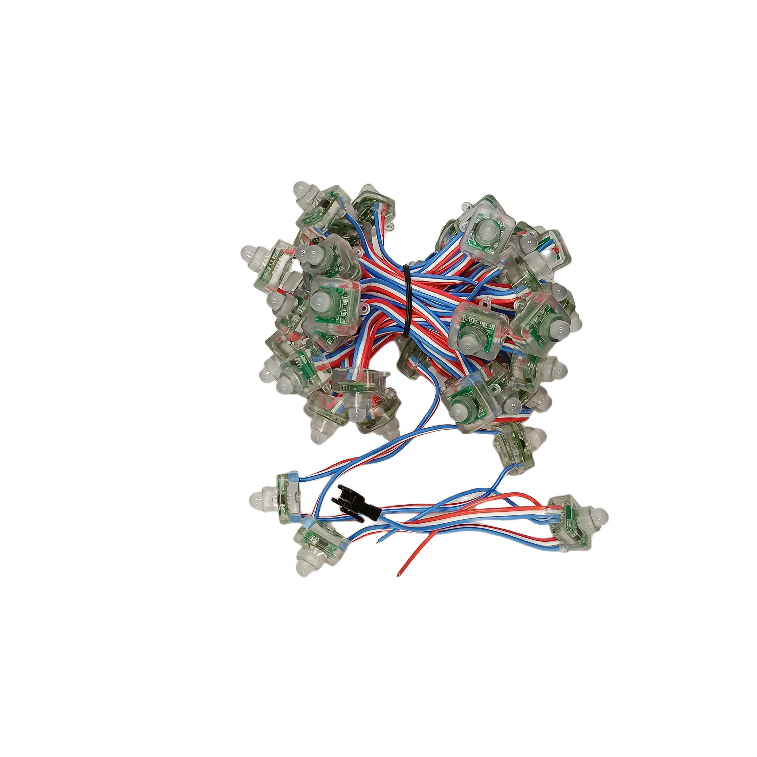 50pcs Square WS2811 LED Pixels Individually Addressable RGB Light 12mm Diffused Digital Color Changing LED Light DC 12V IP68 Waterproof