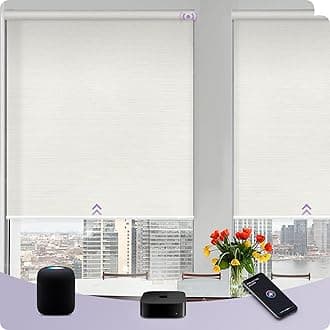 Graywind HomeKit Light Filtering Shades Eve Powered Siri Voice Control Home App Rechargeable Smart Blinds with Valance Custom Size (Mixture Beige)
